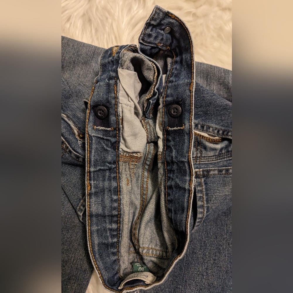 EUC The Children's Place medium wash distressed adjustable elastic button waist - Picture 9 of 12